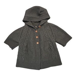 Weekend Max Mara Womens S Gray Cable Knit Hooded Cardigan Short Sleeve Sweater